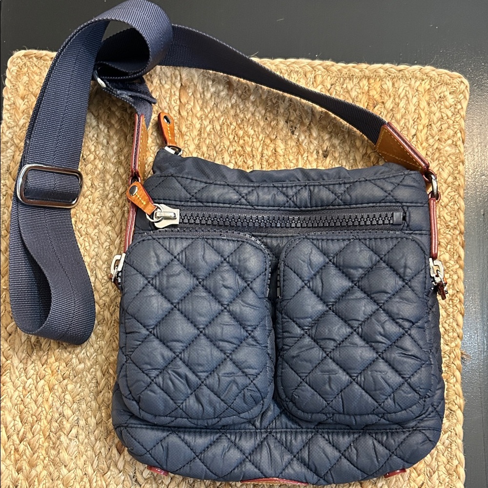 MZ Wallace Navy Quilted Crossbody Bag